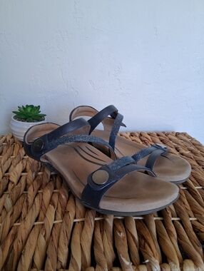 Aetrex Navy Strappy Orthotic Sandals Comfort Arch Support Size 9-9.5